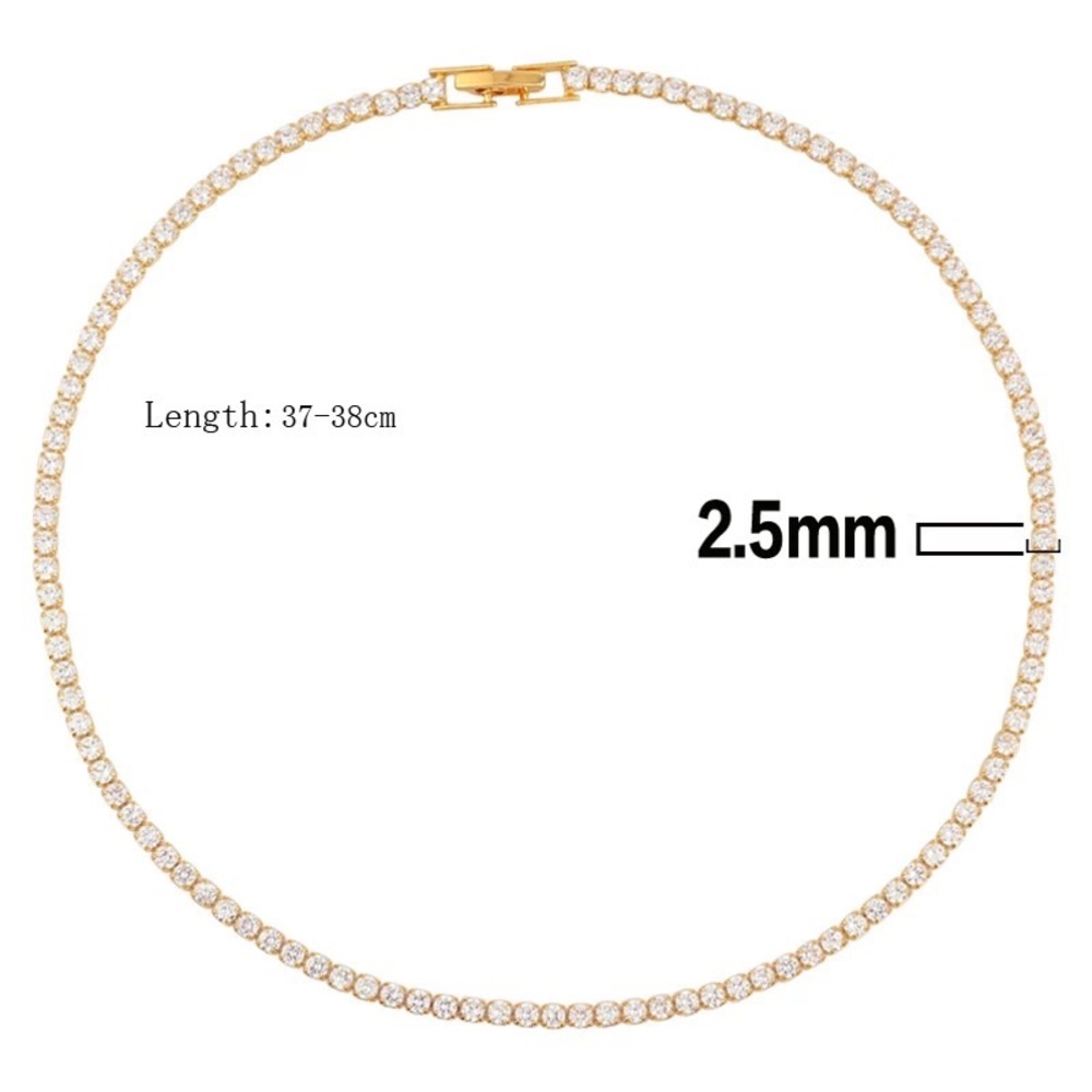 Zara 3mm Tennis Round Cut Eternity Clear Crystals Chocker Necklace